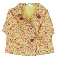 Žluto-růžová květovaná šusťáková jarní bunda 