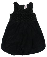 Černé vzorované sametové balónové šaty C&A