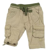 Béžové plátěné cargo kalhoty s úpletovým pasem zn. Prénatal