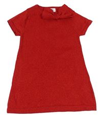 Červené třpytivé šaty s mašlí zn. H&M