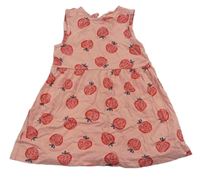 Růžové bavlněné šaty s jahodami F&F