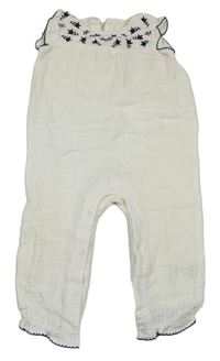 Bílý kalhotový mušelínový overal s výšivkami Matalan