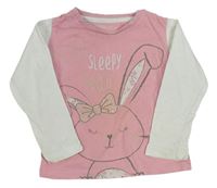 Růžovo-bílé triko s králíčkem 