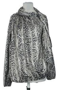 Dámská béžovo-šedá vzorovaná halenka s vázačkou Cameo Rose
