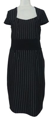 Dámské černé proužkované pouzdrové šaty Laura Scott 
