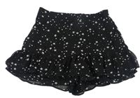 Černé šifonové sukňové kraťasy s hvězdami New Look