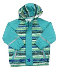 Zeleno-modrá vzorovaná nepromokavá bunda s kapucí Lupilu