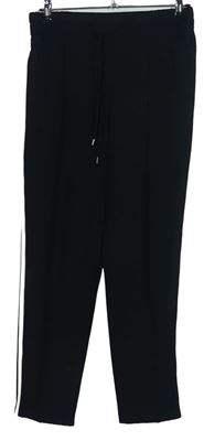 Dámské černé volné teplákové kalhoty s pruhy Papaya 