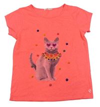 Neonově růžové tričko s kočičkou Billebluesh 