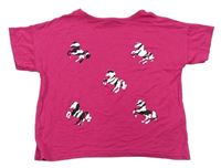 Růžové crop tričko s jednorožci M&Co.