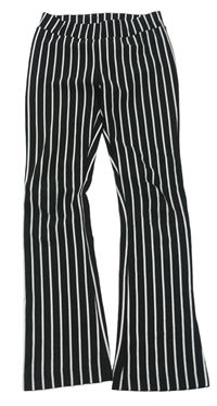 Černo-bílé pruhované flare kalhoty COOLCAT