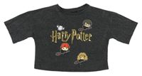 Tmavošedé crop tričko s obrázky - Harry Potter Primark