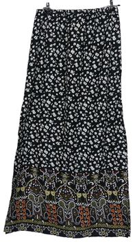 Dámská černo-vzorovaná dlouhá sukně s kytičkami Boohoo 