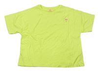 Neonově žluté crop tričko s výšivkou F&F