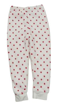 Bílé hvězdičkované chlupaté pyžamové kalhoty 