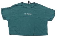 Smaragdové crop tričko s nápisem New Look