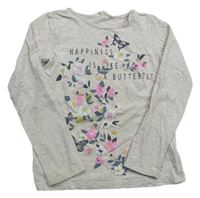 Béžové melírované triko s motýlky zn. H&M