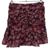 Dámská černo-růžová vzorovaná žoržetová sukně s volánky Primark 