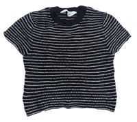 Černo-bílé pruhované pletené crop tričko H&M