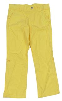 Žluté plátěné rolovací kalhoty 