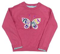 Lososový svetr s motýlem s flitry M&S