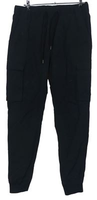 Pánské černé šusťákové cargo kalhoty s kapsami H&M
