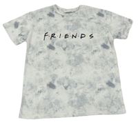 Šedo-bílé batikované tričko Friends