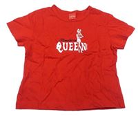 Červené tričko s nápisem a potiskem Sanetta