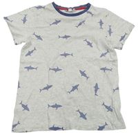 Světlešedé tričko se žraloky  