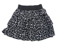 Černo-šedo-bílá lehká vrstvená sukně s leopardím vzorem Tu