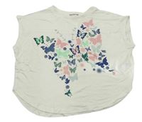 Smetnové crop tričko s motýlky Charle&me