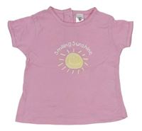 Růžové tričko se sluníčkem a nápisem C&A