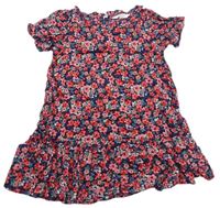 Tmavomodro-květované šaty s volánky H&M