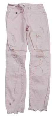 Růžové plátěné kalhoty s prošoupáním M&Co.