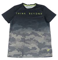 Černo-šedé vzorované sportovní tričko s nápisem Primark