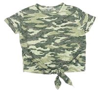 Khaki army crop tričko s nápisem Primark