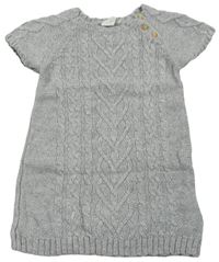 Šedé melírované vzorované vlněné šaty H&M