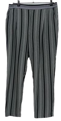 Dámské černo-bílé proužkované volné kalhoty Primark 