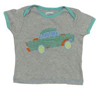 Šedo-světletyrkysové melírované tričko s autem Ladybird