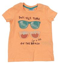 Neonově oranžové tričko s brýlemi
