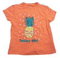 Oranžové tričko s ananasem Studio