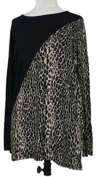 Dámské černo-leopardí volné triko Select 