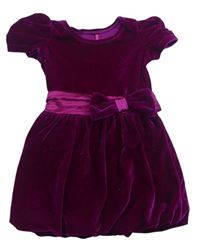 Purpurové sametové šaty s mašlí George