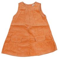 Oranžové žebrované sametové šaty Next