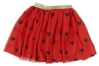Červená tylová sukně s Minnie a zlatým pasem Disney