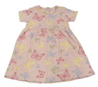 Růžové bavlněné šaty s motýlky Pep&Co