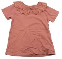 Starorůžové tričko s madeirovým límečkem H&M