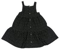 Černé puntíkované šaty s knoflíčky Primark