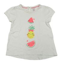 Bílé tričko s melouny a ananasem C&A