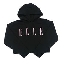 Černá crop mikina s kapucí Elle